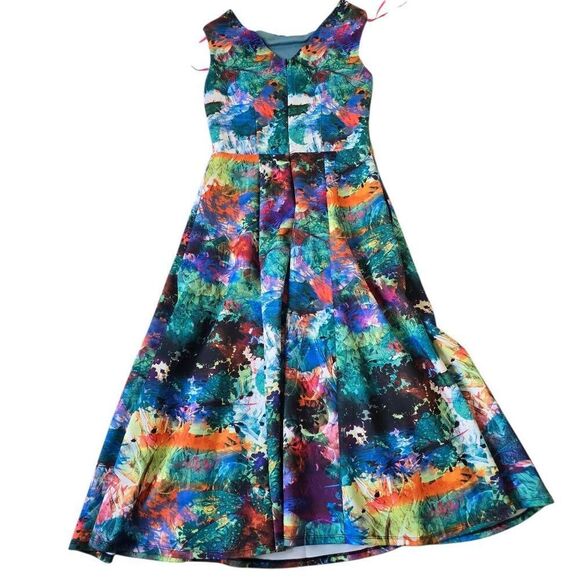 Betsey Johnson Fit & Flare Dress Women 2 Tie Dye Back Zip Party/Cocktail Stretch - Picture 6 of 7